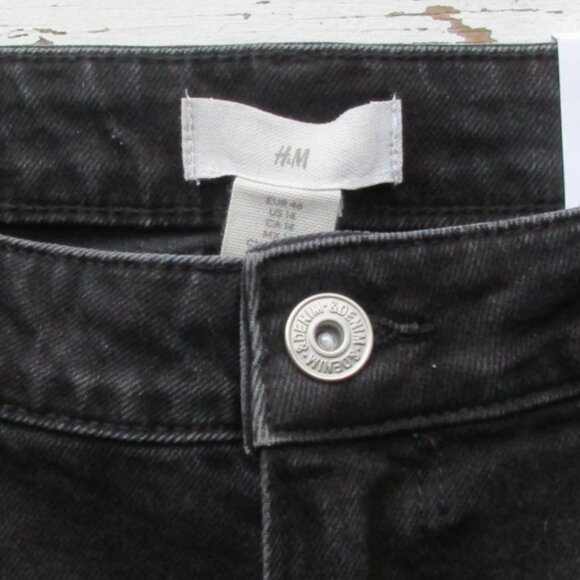 New H&M Jeans Size 14 Black Slim Straight Ankle Denim - Picture 7 of 7